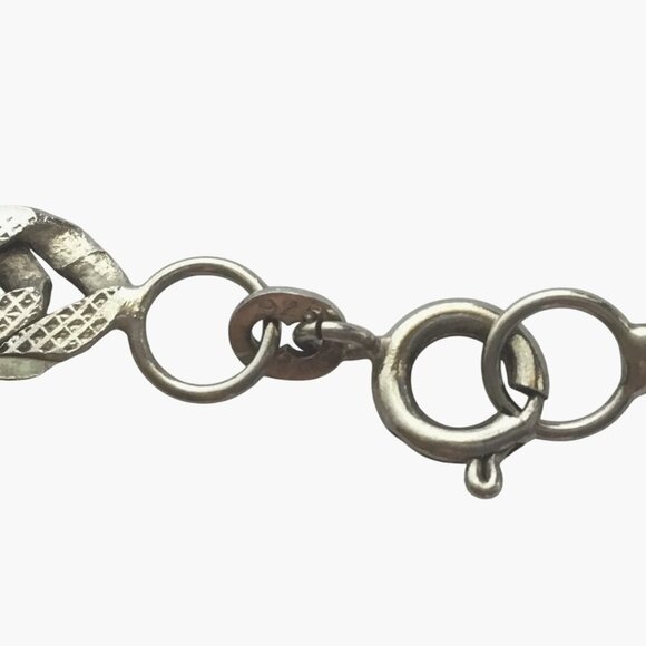 VTG Sterling Silver 925 Herringbone Chain Necklace 19β Diamond Cut Texture Italy - Picture 3 of 7